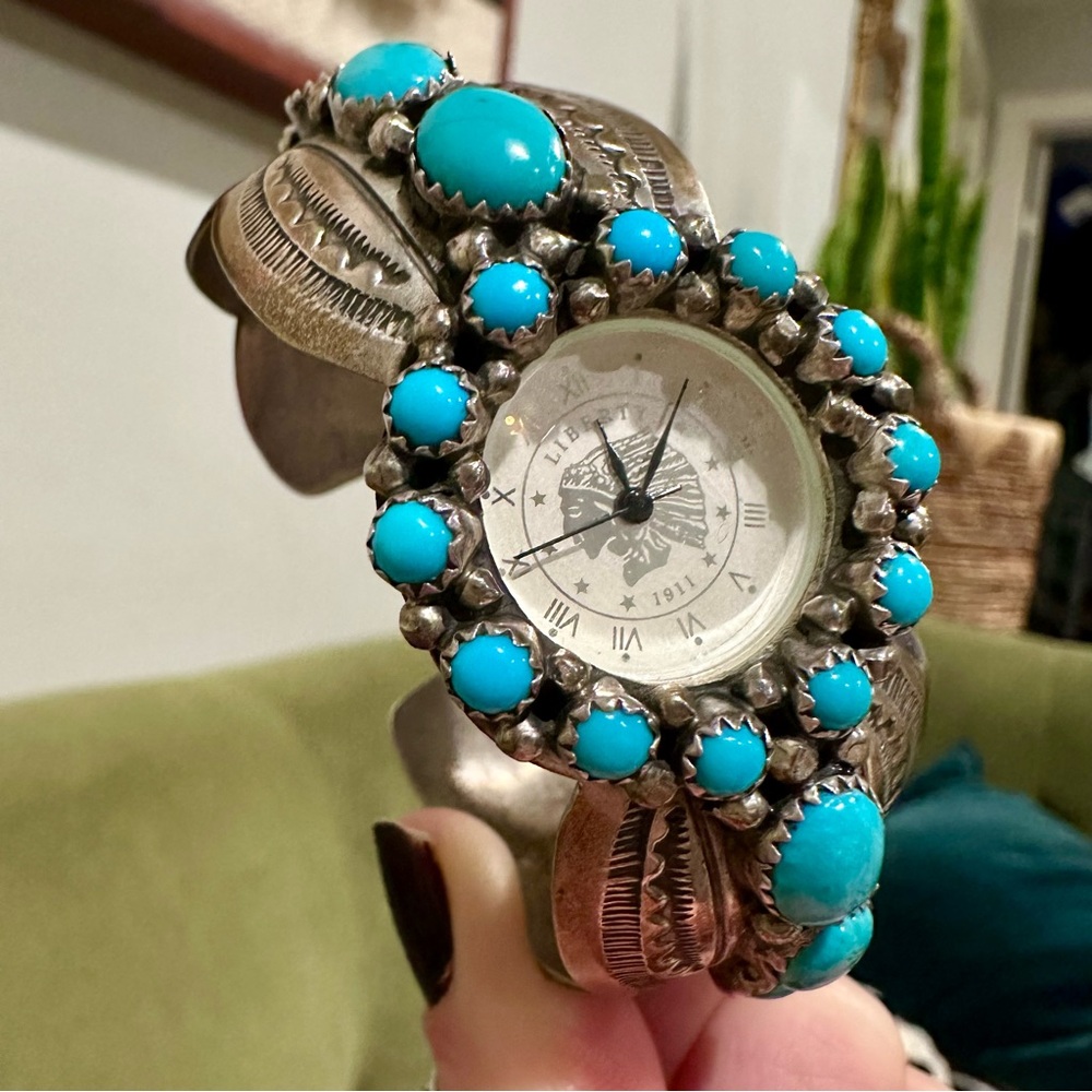 VTG Navajo Cuff Turquoise and Silver Watch Bracelet